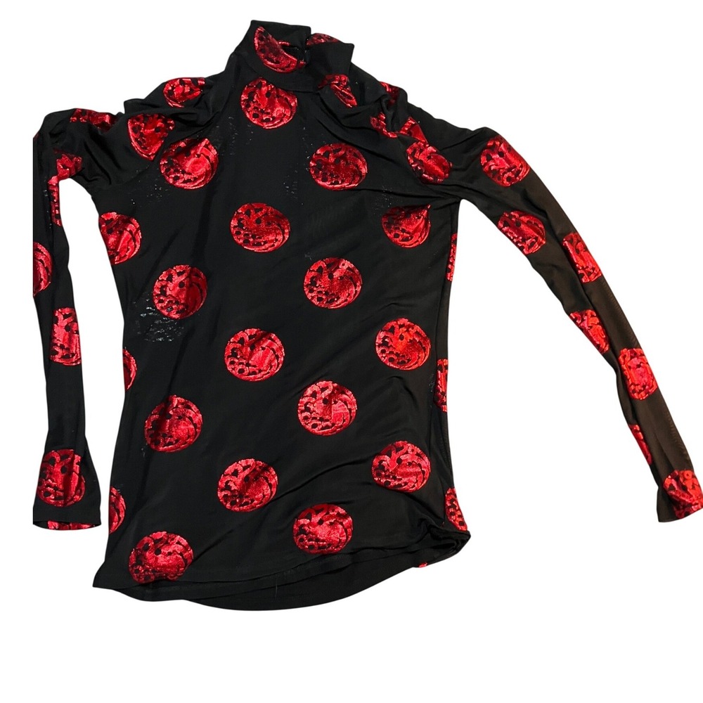 House of the Dragon‎ Black Mesh Turtle Neck Long Sleeve XS Goth Dark
